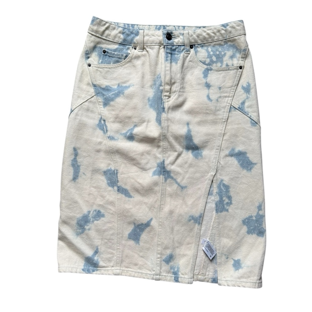 Future Collective Denim Blue and White Midi Skirt 4